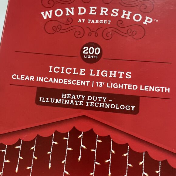 SET 2 Wondershop Icicle Lights Target 200 Clear HEAVY DUTY Indoor/Outdoor 13ft - Picture 4 of 7